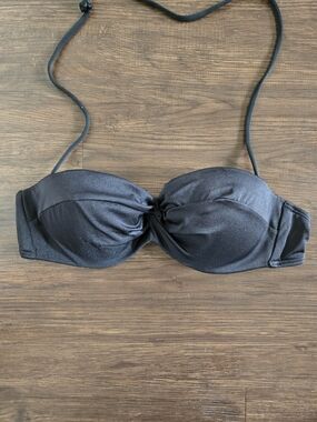 Victoria's Secret Black Bandeau Bikini Top with Removable Strap And Padding 34B